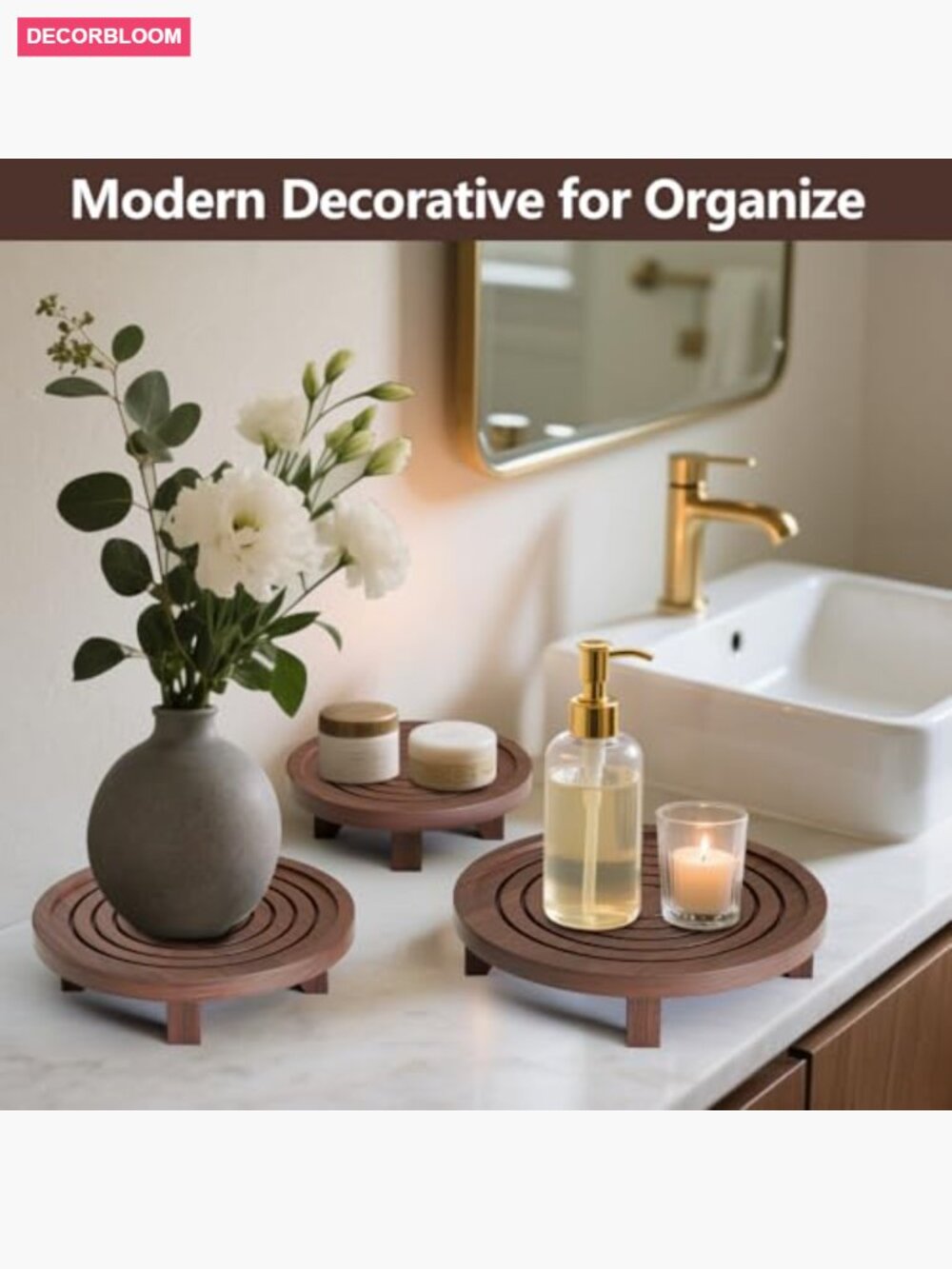 3-Pack Wooden Plant Stands Indoor Pedestal Riser Set of 3 - Picture 5 of 7